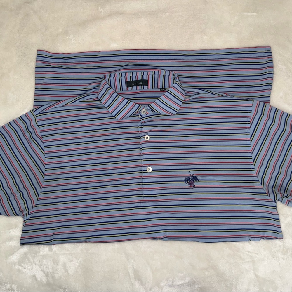 Turtleson Men's Multi-colored Striped Polo Shirt